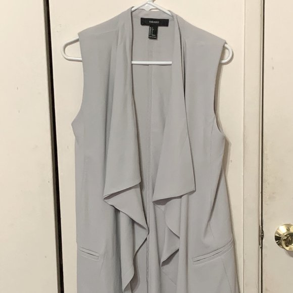 Forever 21 Grey Drapey Trench Vest size S - Picture 1 of 4
